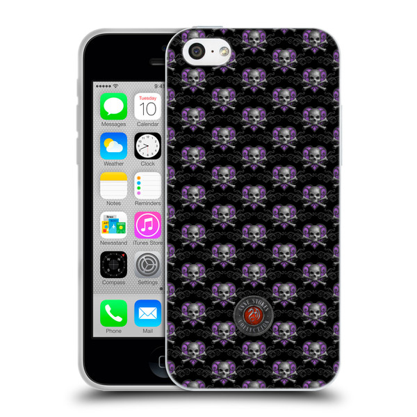 Anne Stokes Dark Hearts Skull Pattern Soft Gel Case for Apple iPhone 5c