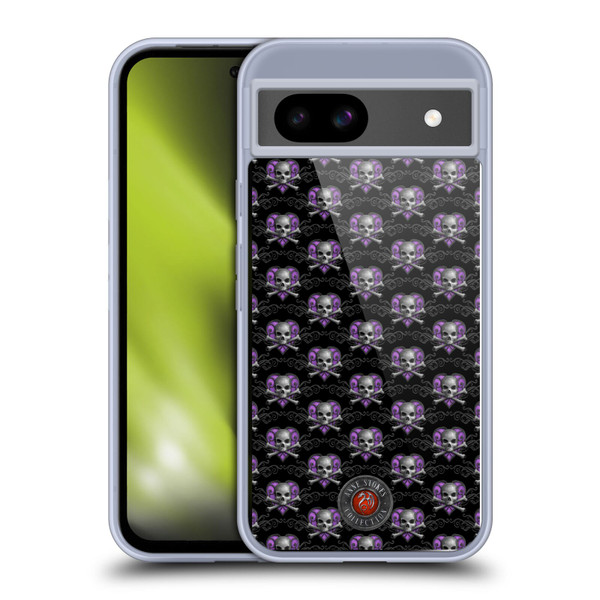 Anne Stokes Dark Hearts Skull Pattern Soft Gel Case for Google Pixel 8a