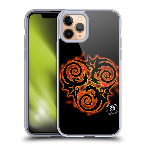 Anne Stokes Fire Tribal Triple Dragon Soft Gel Case for Apple iPhone 11 Pro