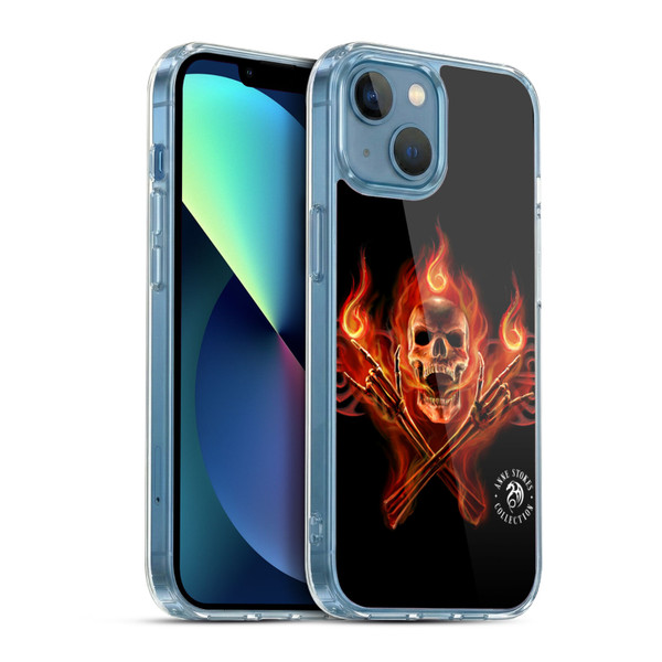 Anne Stokes Fire Tribal Hell Skull Soft Gel Case for Apple iPhone 13 Mini & MagSafe