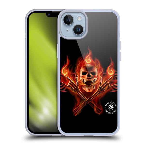 Anne Stokes Fire Tribal Hell Skull Soft Gel Case for Apple iPhone 14 Plus