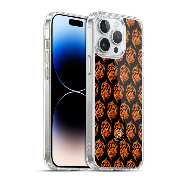 Anne Stokes Fire Tribal Dragon Logo Pattern Soft Gel Case for Apple iPhone 14 Pro Max & MagSafe