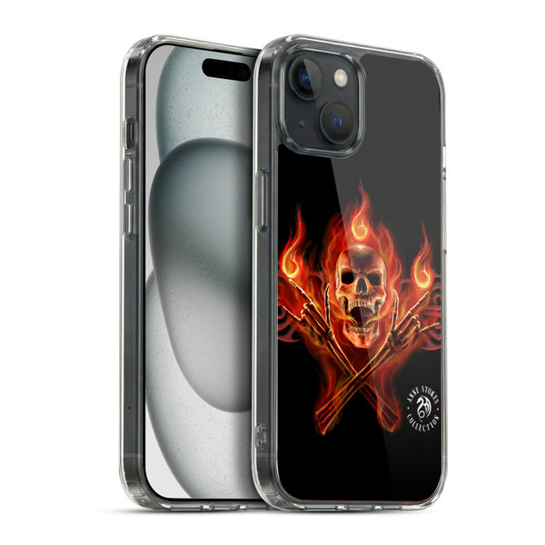 Anne Stokes Fire Tribal Hell Skull Soft Gel Case for Apple iPhone 15 Plus & MagSafe