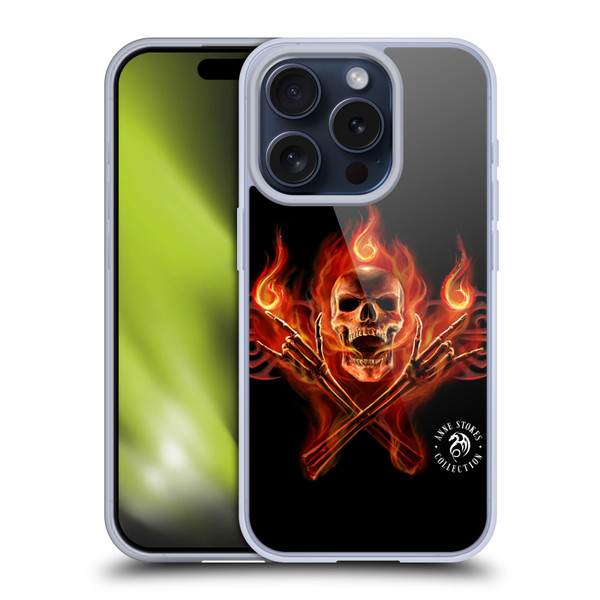 Anne Stokes Fire Tribal Hell Skull Soft Gel Case for Apple iPhone 15 Pro