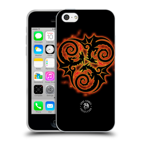 Anne Stokes Fire Tribal Triple Dragon Soft Gel Case for Apple iPhone 5c