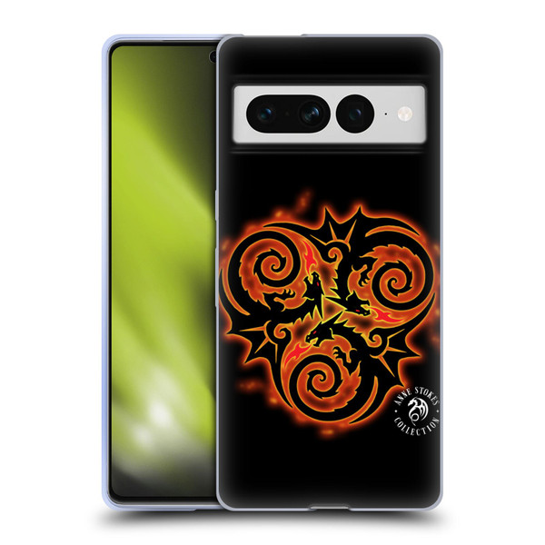 Anne Stokes Fire Tribal Triple Dragon Soft Gel Case for Google Pixel 7 Pro