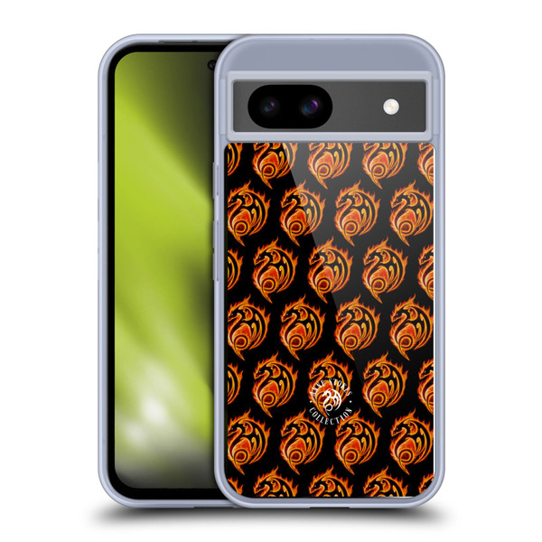 Anne Stokes Fire Tribal Dragon Logo Pattern Soft Gel Case for Google Pixel 8a