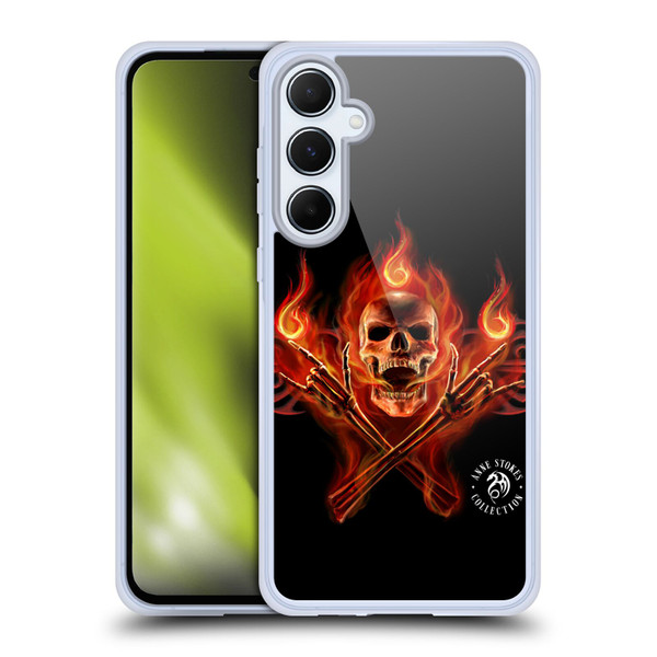 Anne Stokes Fire Tribal Hell Skull Soft Gel Case for Samsung Galaxy A55 5G