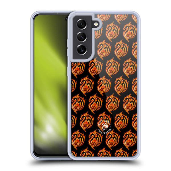 Anne Stokes Fire Tribal Dragon Logo Pattern Soft Gel Case for Samsung Galaxy S21 FE 5G