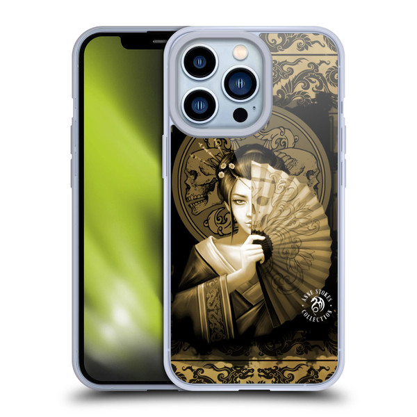 Anne Stokes Oriental Skull Geisha Sepia Soft Gel Case for Apple iPhone 13 Pro