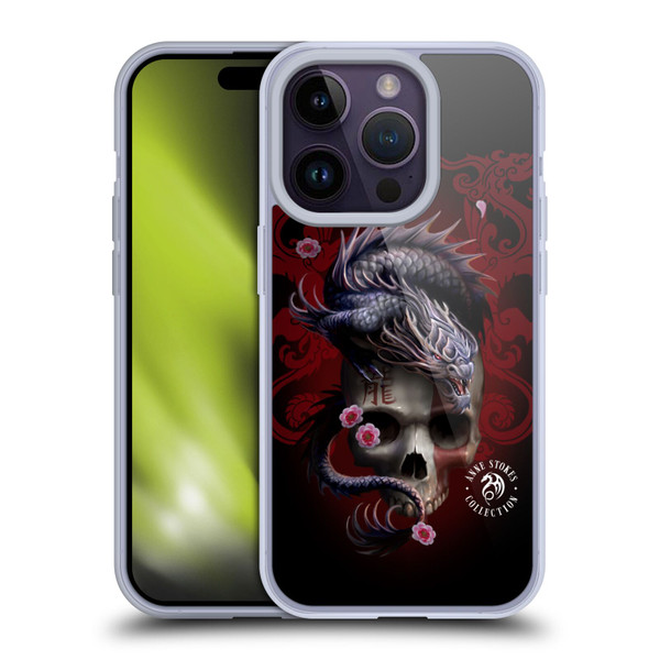Anne Stokes Oriental Skull Red Dragon Swirls Soft Gel Case for Apple iPhone 14 Pro