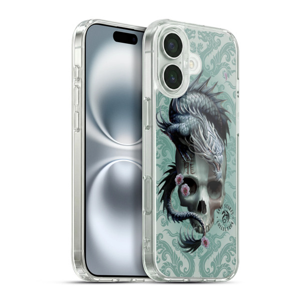 Anne Stokes Oriental Skull Green Dragon Swirls Soft Gel Case for Apple iPhone 16 Plus & MagSafe