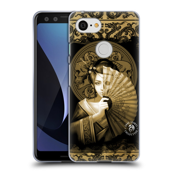 Anne Stokes Oriental Skull Geisha Sepia Soft Gel Case for Google Pixel 3