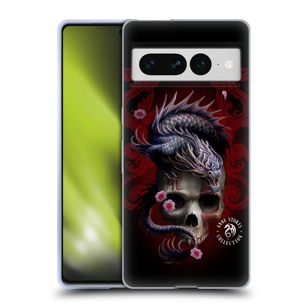 Anne Stokes Oriental Skull Red Dragon Swirls Soft Gel Case for Google Pixel 7 Pro