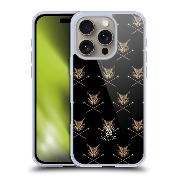 Anne Stokes Owls Cross Wands Patterns Soft Gel Case for Apple iPhone 16 Pro