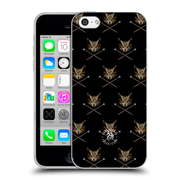 Anne Stokes Owls Cross Wands Patterns Soft Gel Case for Apple iPhone 5c
