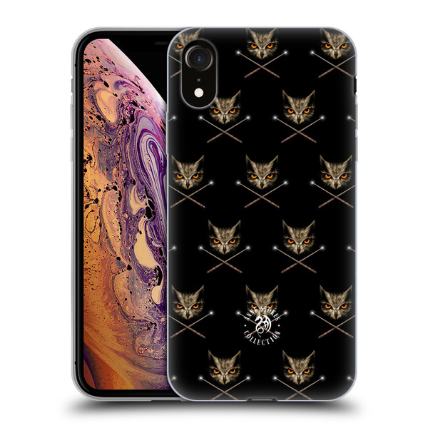 Anne Stokes Owls Cross Wands Patterns Soft Gel Case for Apple iPhone XR