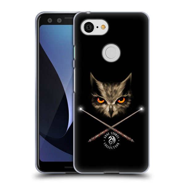 Anne Stokes Owls Cross Wands Soft Gel Case for Google Pixel 3