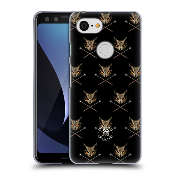 Anne Stokes Owls Cross Wands Patterns Soft Gel Case for Google Pixel 3