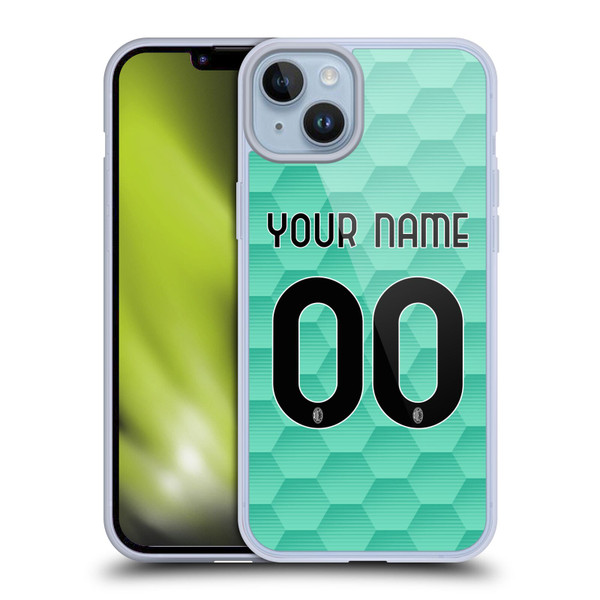 Custom Customised Personalised AC Milan 2020/21 Kit Away Soft Gel Case for Apple iPhone 14 Plus