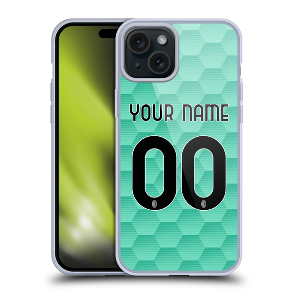 Custom Customised Personalised AC Milan 2020/21 Kit Away Soft Gel Case for Apple iPhone 15 Plus