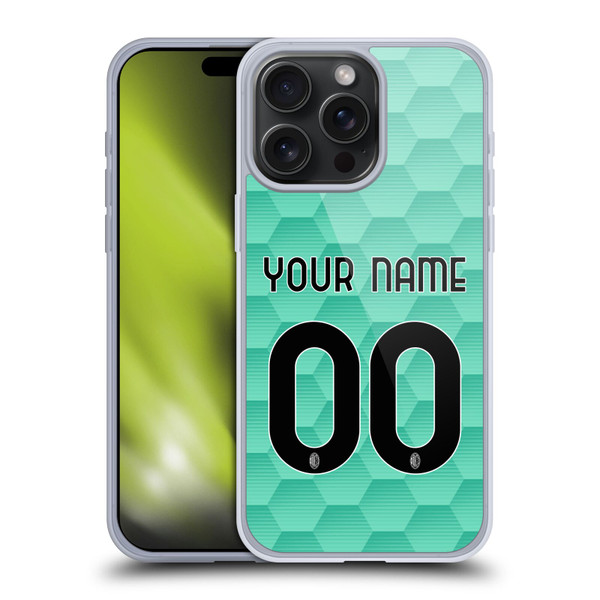 Custom Customised Personalised AC Milan 2020/21 Kit Away Soft Gel Case for Apple iPhone 15 Pro Max