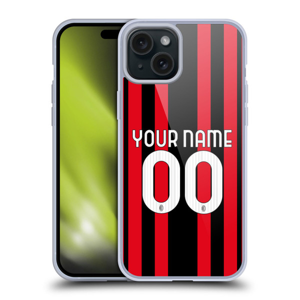 Custom Customised Personalised AC Milan 2021/22 Kit Home Soft Gel Case for Apple iPhone 15 Plus