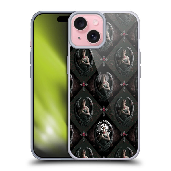 Anne Stokes Angels Rose Pattern Soft Gel Case for Apple iPhone 15