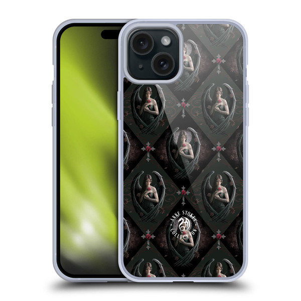 Anne Stokes Angels Rose Pattern Soft Gel Case for Apple iPhone 15 Plus