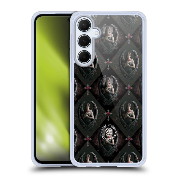Anne Stokes Angels Rose Pattern Soft Gel Case for Samsung Galaxy A55 5G