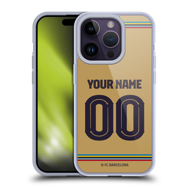 Custom Customised Personalised FC Barcelona 2022/23 Kit Away Soft Gel Case for Apple iPhone 14 Pro