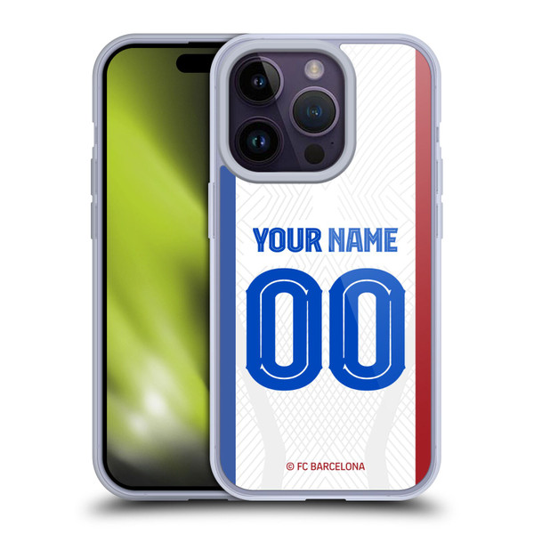 Custom Customised Personalised FC Barcelona 2023/24 Kit Away Soft Gel Case for Apple iPhone 14 Pro