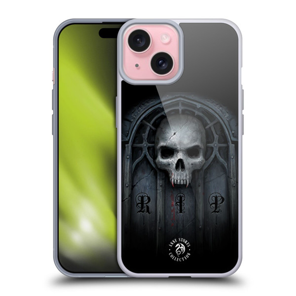 Anne Stokes Gothic Await The Night Skull Soft Gel Case for Apple iPhone 15