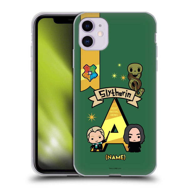 Custom Customised Personalised Harry Potter Deathly Hallows L Name Slytherin Soft Gel Case for Apple iPhone 11