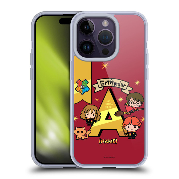 Custom Customised Personalised Harry Potter Deathly Hallows L Name Gryffindor Soft Gel Case for Apple iPhone 14 Pro