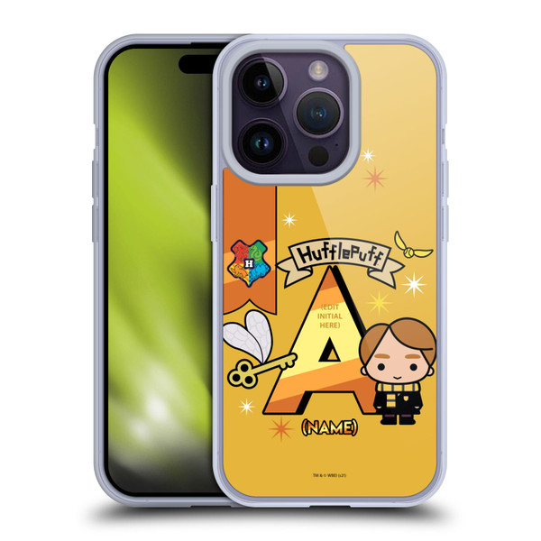 Custom Customised Personalised Harry Potter Deathly Hallows L Name Hufflepuff Soft Gel Case for Apple iPhone 14 Pro