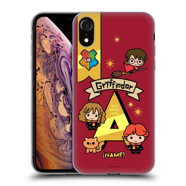 Custom Customised Personalised Harry Potter Deathly Hallows L Name Gryffindor Soft Gel Case for Apple iPhone XR