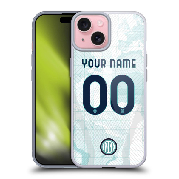 Custom Customised Personalised Inter Milan 2022/23 Crest Kit Away Soft Gel Case for Apple iPhone 15