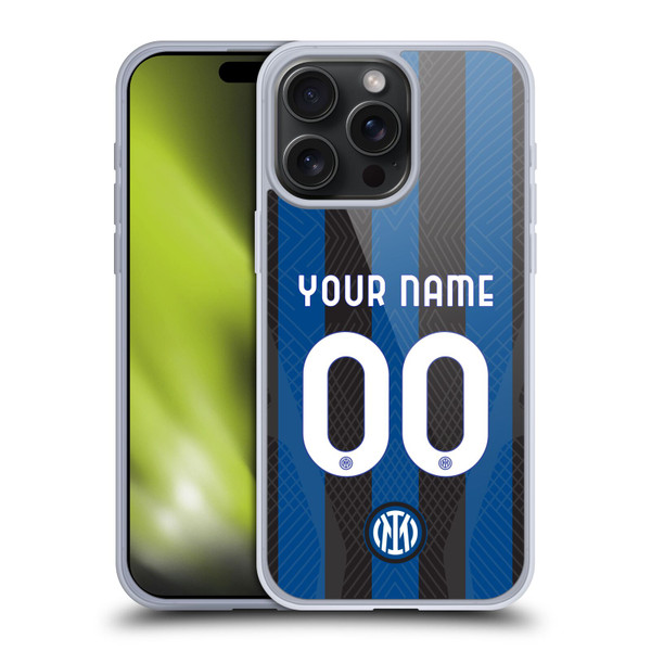 Custom Customised Personalised Inter Milan 2022/23 Crest Kit Home Soft Gel Case for Apple iPhone 15 Pro Max