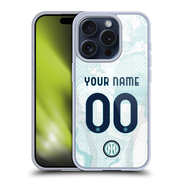 Custom Customised Personalised Inter Milan 2022/23 Crest Kit Away Soft Gel Case for Apple iPhone 15 Pro