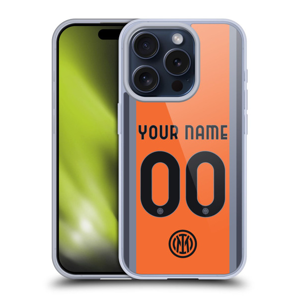 Custom Customised Personalised Inter Milan 2023/24 Kit Third Soft Gel Case for Apple iPhone 15 Pro
