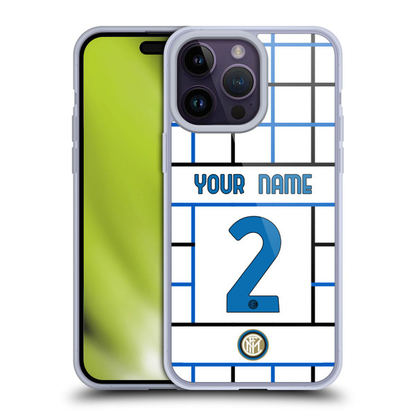 Custom Customised Personalised Inter Milan 2020/21 Crest Kit Away Soft Gel Case for Apple iPhone 14 Pro Max