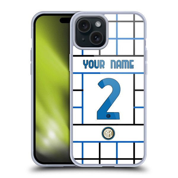 Custom Customised Personalised Inter Milan 2020/21 Crest Kit Away Soft Gel Case for Apple iPhone 15 Plus