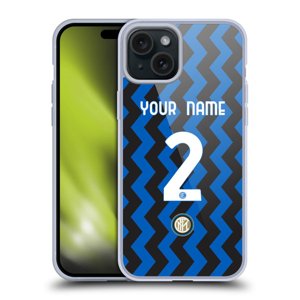 Custom Customised Personalised Inter Milan 2020/21 Crest Kit Home Soft Gel Case for Apple iPhone 15 Plus
