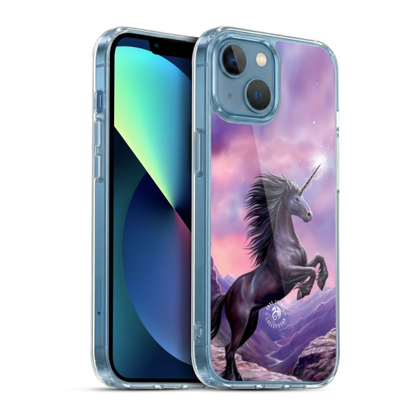 Anne Stokes Mythical Creatures Black Unicorn Soft Gel Case for Apple iPhone 13 Mini & MagSafe