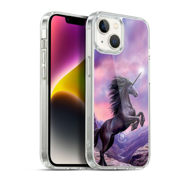 Anne Stokes Mythical Creatures Black Unicorn Soft Gel Case for Apple iPhone 14