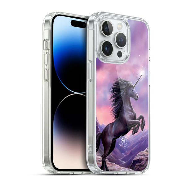 Anne Stokes Mythical Creatures Black Unicorn Soft Gel Case for Apple iPhone 14 Pro & MagSafe