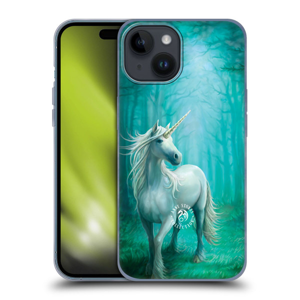 Anne Stokes Mythical Creatures Forest Unicorn Soft Gel Case for Apple iPhone 15