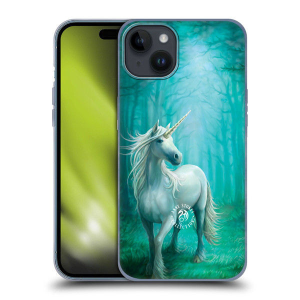 Anne Stokes Mythical Creatures Forest Unicorn Soft Gel Case for Apple iPhone 15 Plus