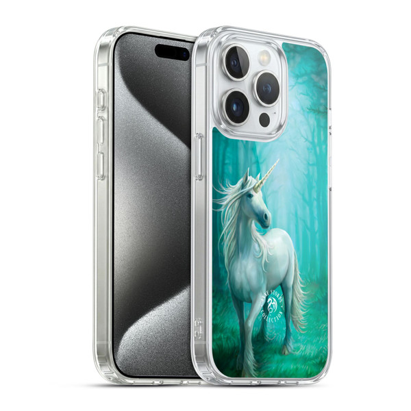 Anne Stokes Mythical Creatures Forest Unicorn Soft Gel Case for Apple iPhone 15 Pro & MagSafe